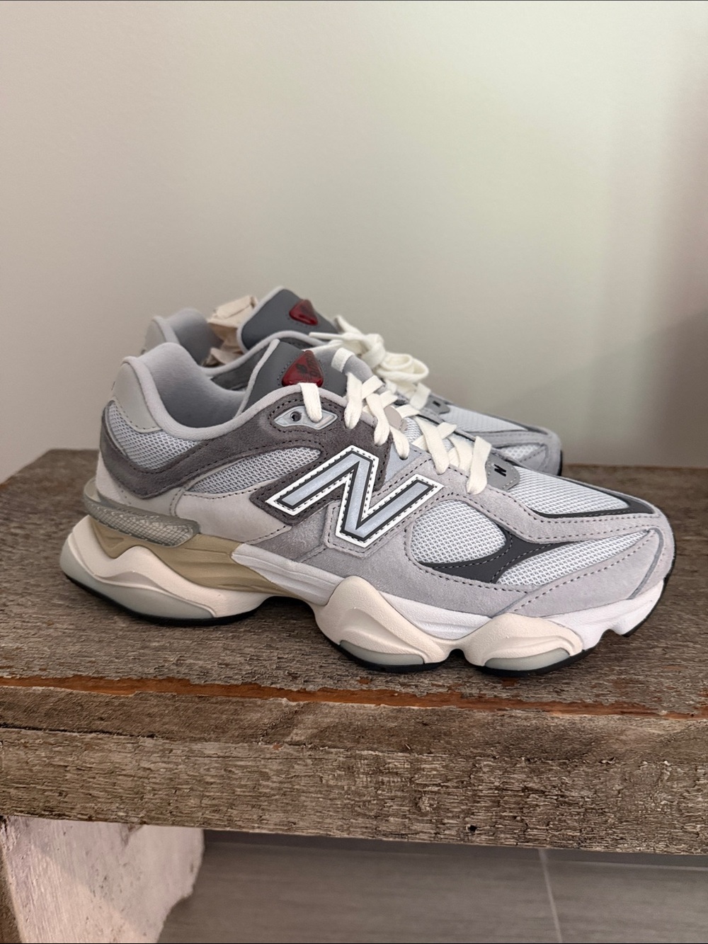 New Balance 9060 Light Gray, White and Cream Running Sneakers